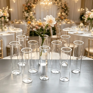 Desk Setup Minimalist - 10-27Clear Acrylic Cylinder Vase, Lightweight Plastic