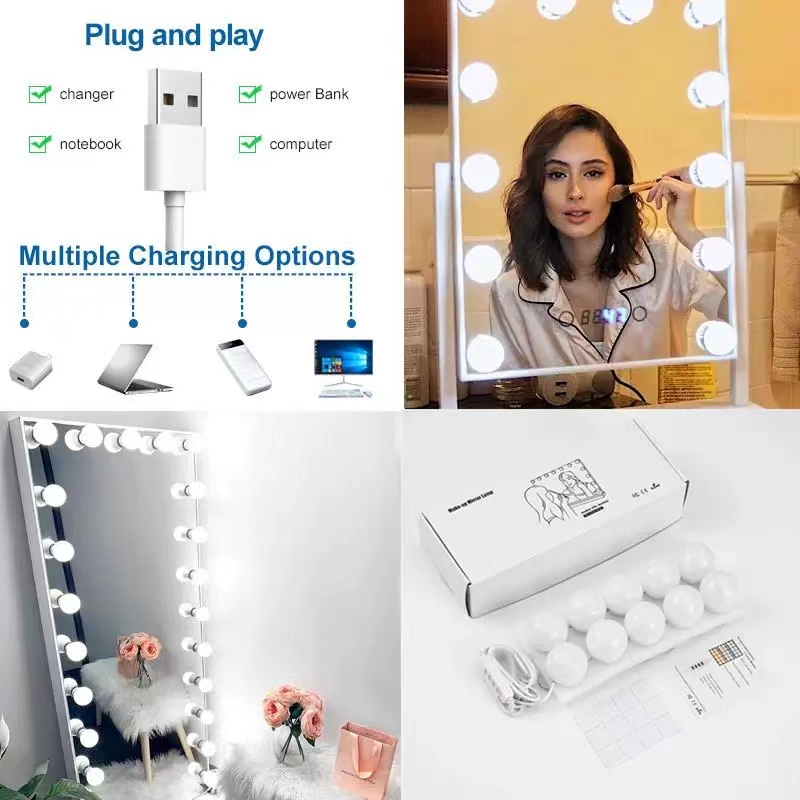 LED Light Paste Mirror Makeup  - Desk Setup Lamp 评论和价格