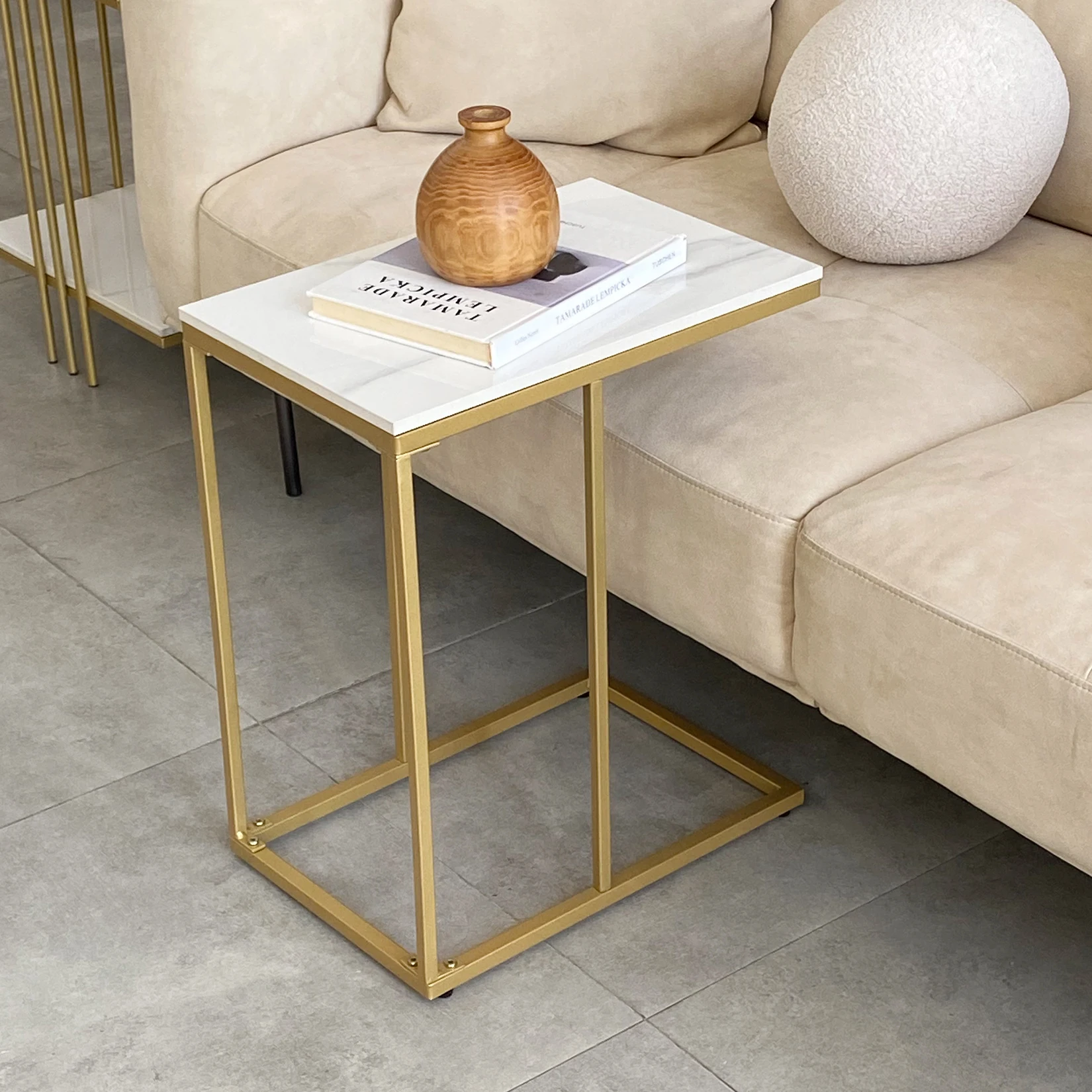 Marble Side End Table, C Shape - Desk Setup Minimalist 评论和价格
